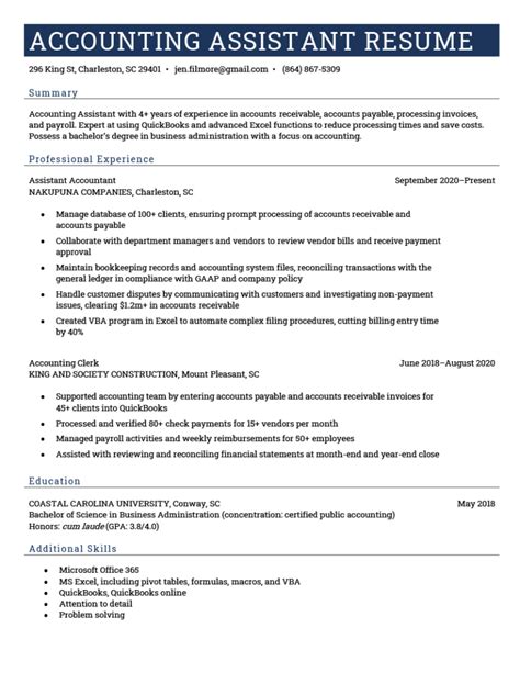 accountant assistant resume examples|9 Accountant Assistant Resume Examples for 2024